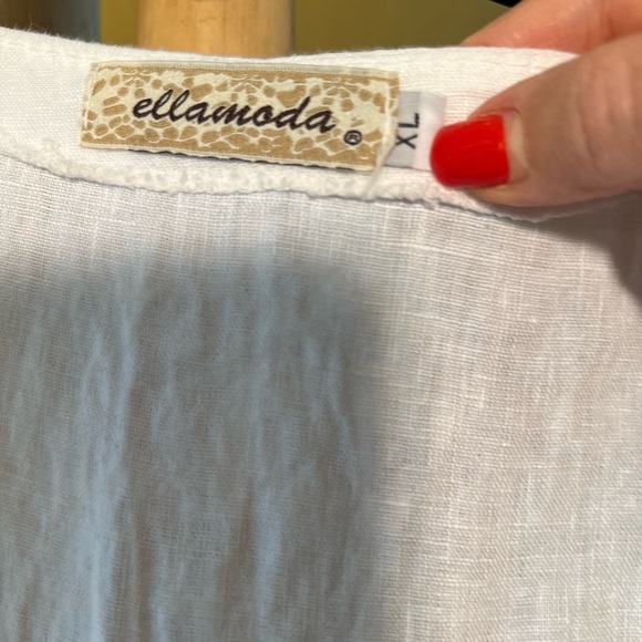 Summer dress, brand “ellamoda”, sleeveless white linen. - Picture 4 of 7